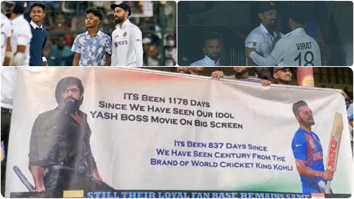 IND vs SL 2nd Test Photos Virat Kohli fans compared him with film star yash KGF 2 Suranga lakmal last match