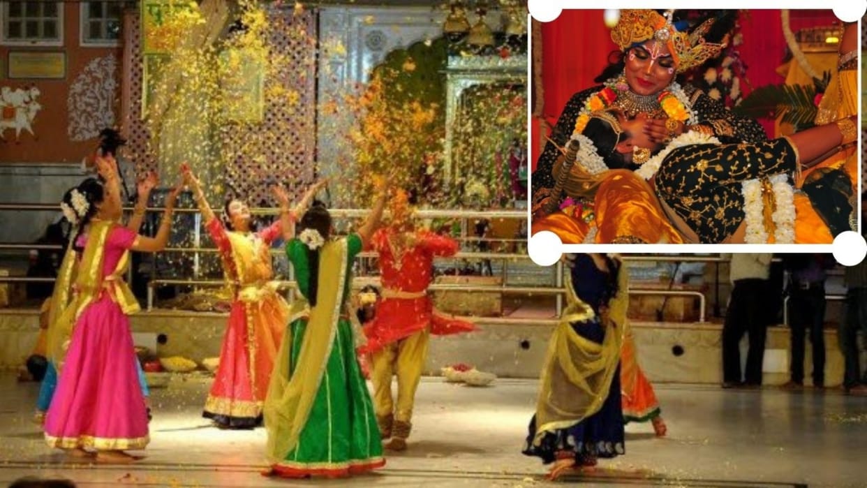 Pushpa fag started in Jaipur Holi played with 200 kg flowers in Govind Dev temple