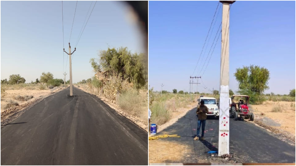 Rajasthan news electric pole installed in middle of new road people surrounded Gehlot government on social media