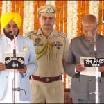 पंजाब के मुख्यमंत्री पद की शपथग्रहण करते हुए भगवंत मान