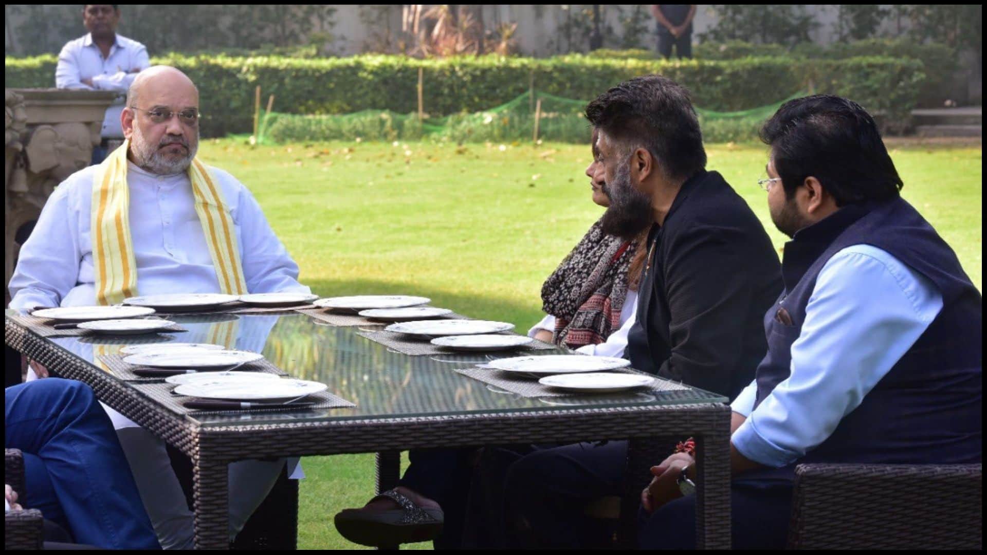 The Kashmir Files team Vivek Ranjan Agnihotri, Pallavi Joshi, and Anupam Kher meets Home Minister Amit Shah in Delhi