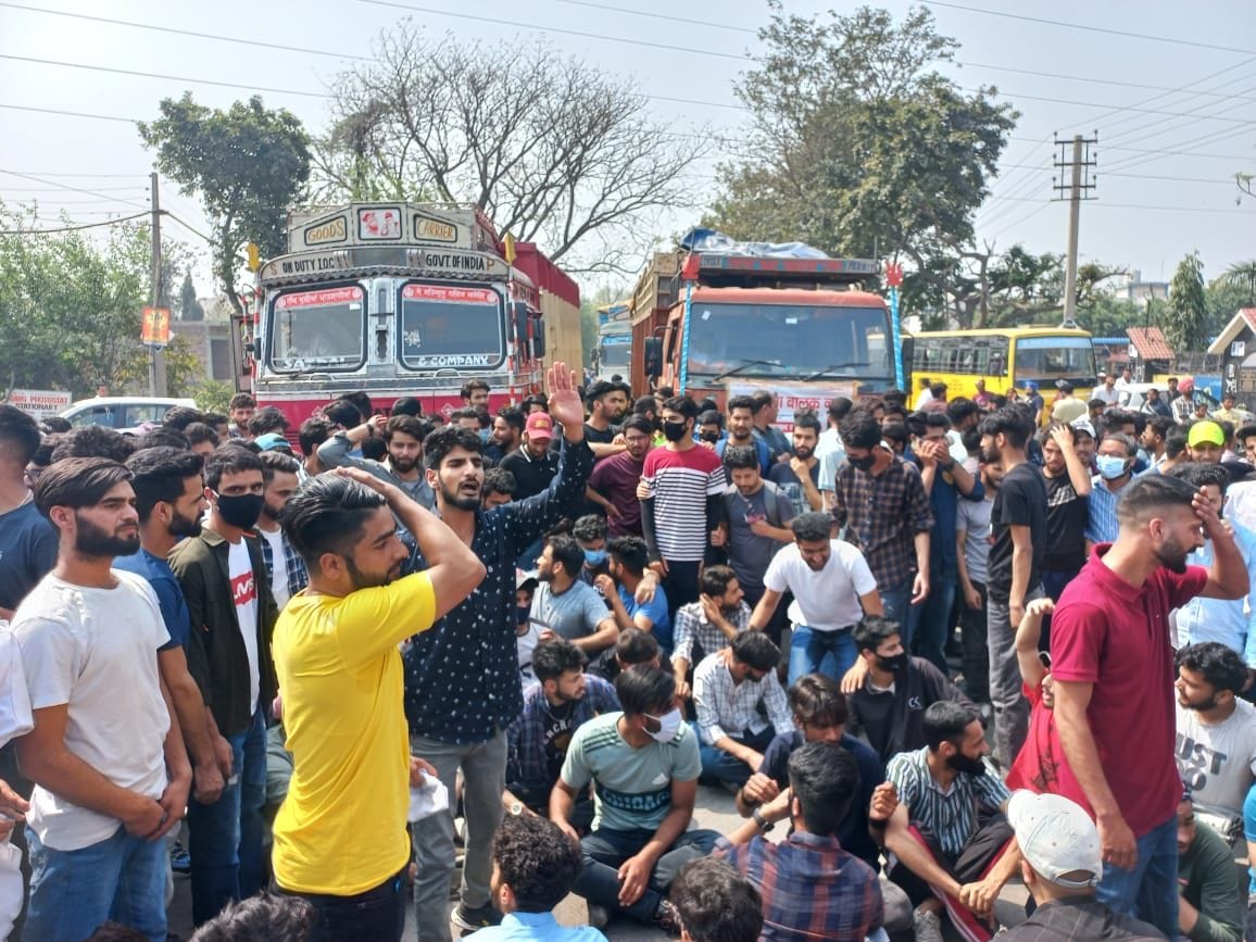 Protest of students of B.Sc Nursing outside the university
