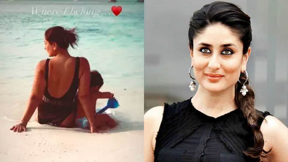 karina kapoor khan spend her vacations with son jeh on beach