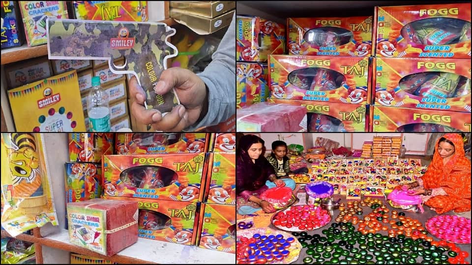 demand high fire crackers gulal bombs in delhi market