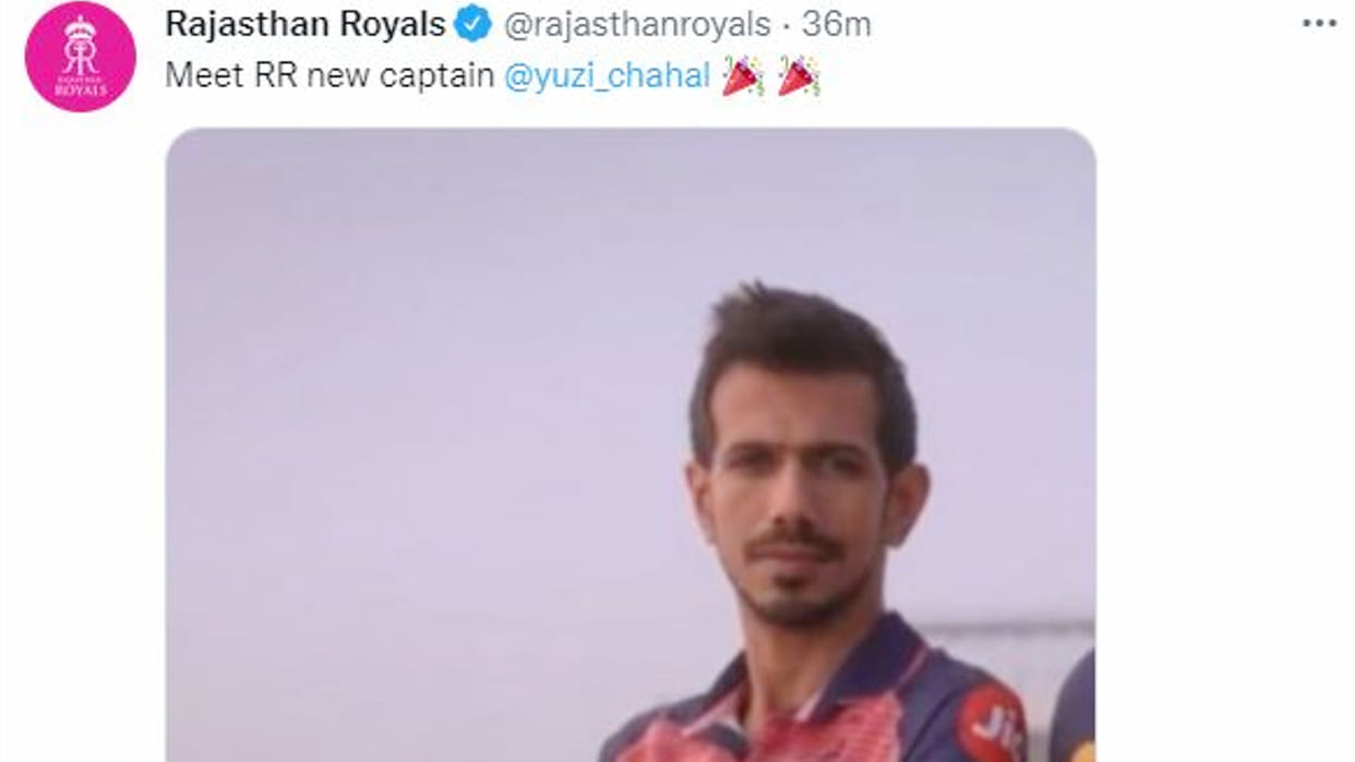 Yuzvendra Chahal Rajasthan Royals new captain; IPL 2022 RR twitter account new tweets, Sanju Samson Yuzvendra Chahal New Captain