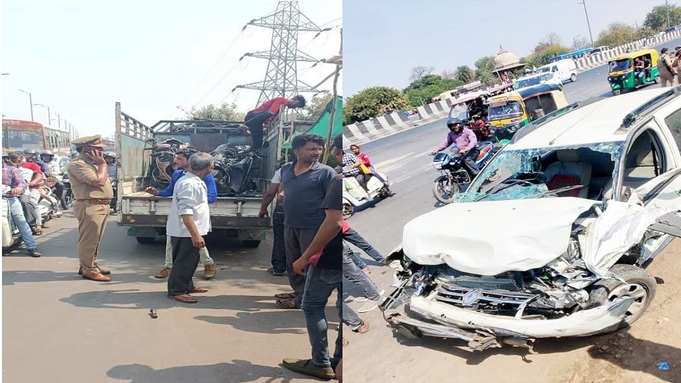 Car collided with bus while trampling two Activas three died in painful accident before holi in agra