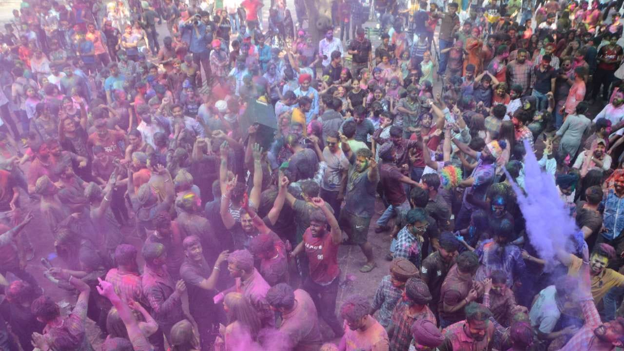 Students celebrated Holi after two years in Panjab University