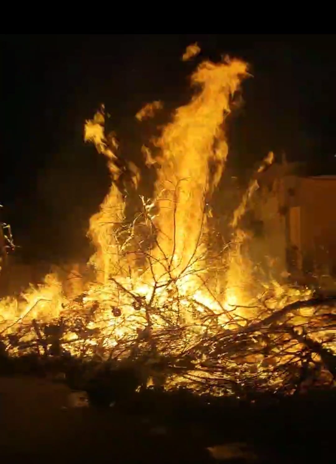 Holika burns in the street, Holi is celebrated
