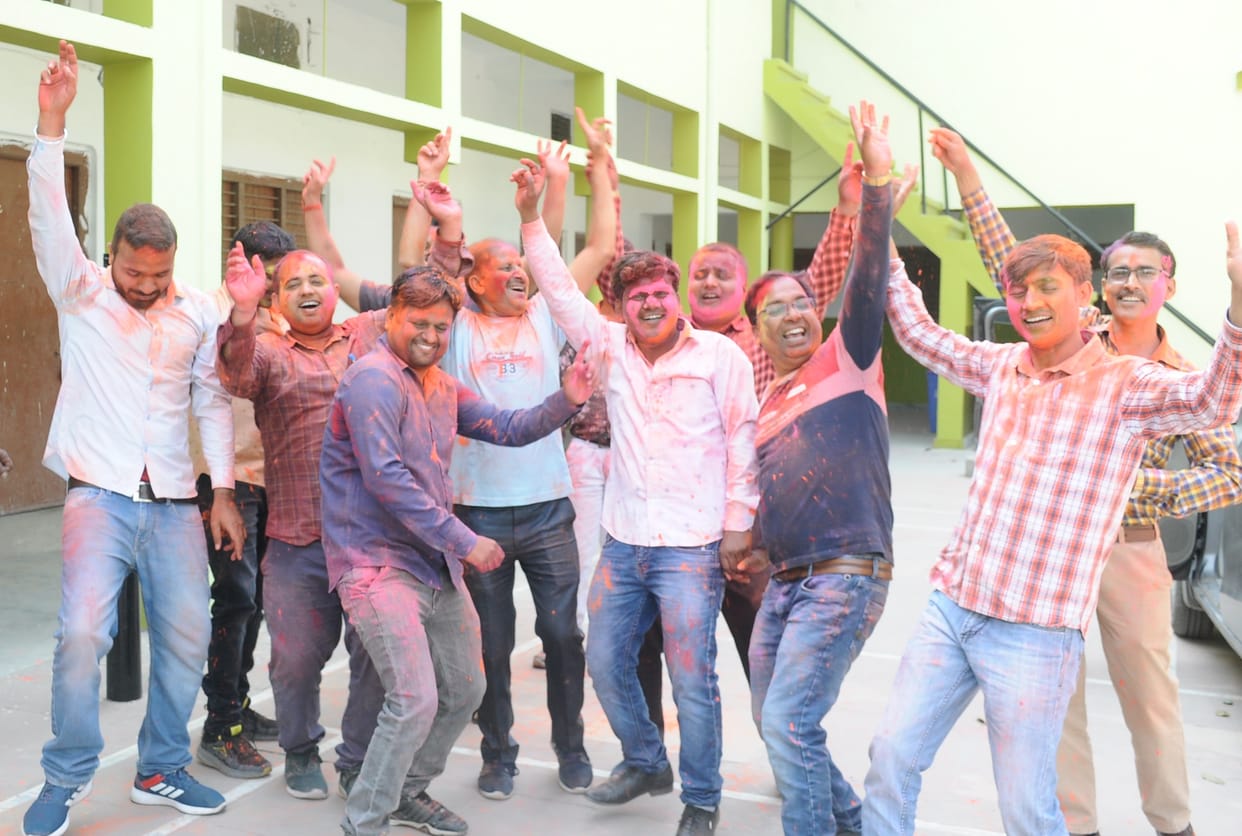 Fiercely blown gulal in educational institutions, students made attractive rangolis