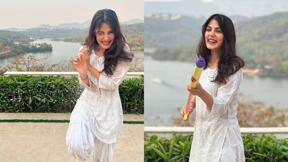 Riya Chakraborty shares pictures having fun on occasion of Holi