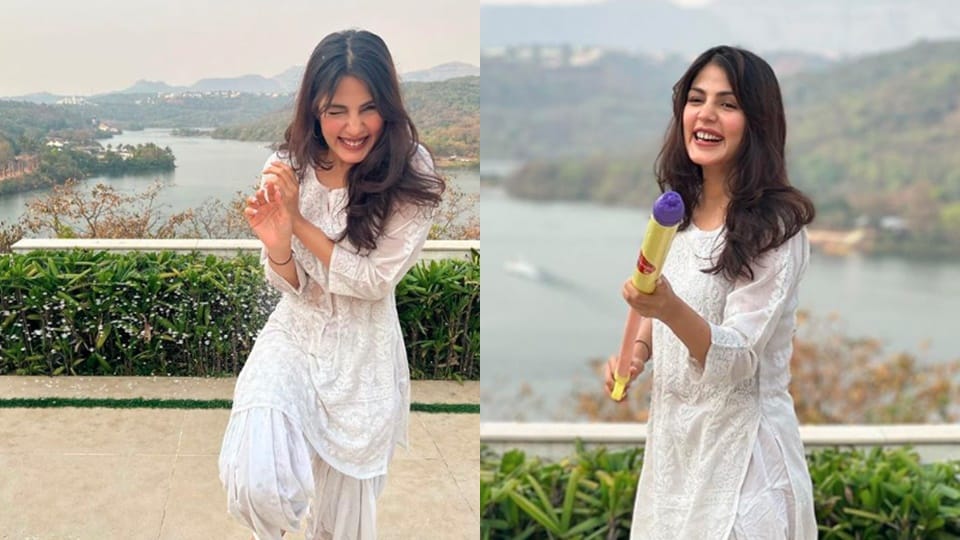 Riya Chakraborty shares pictures having fun on occasion of Holi