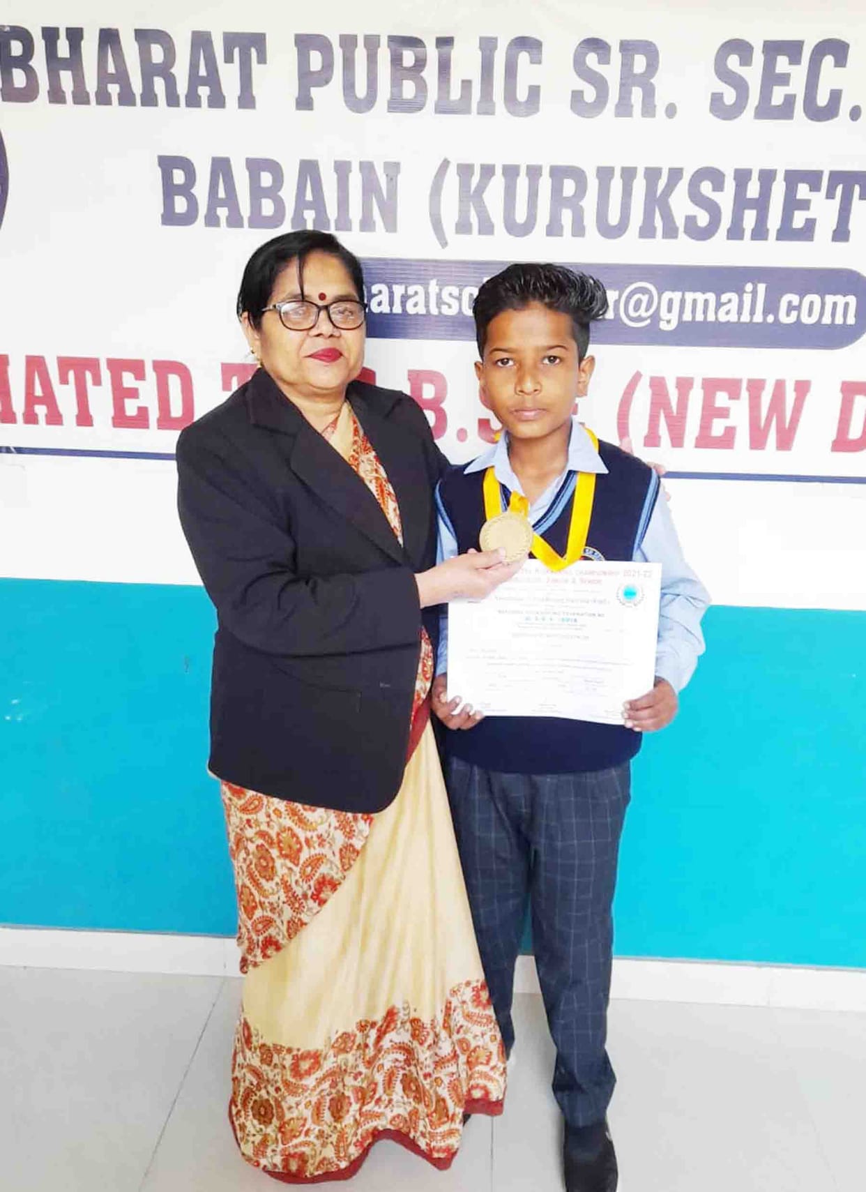 Aditya first in district level kick boxing championship