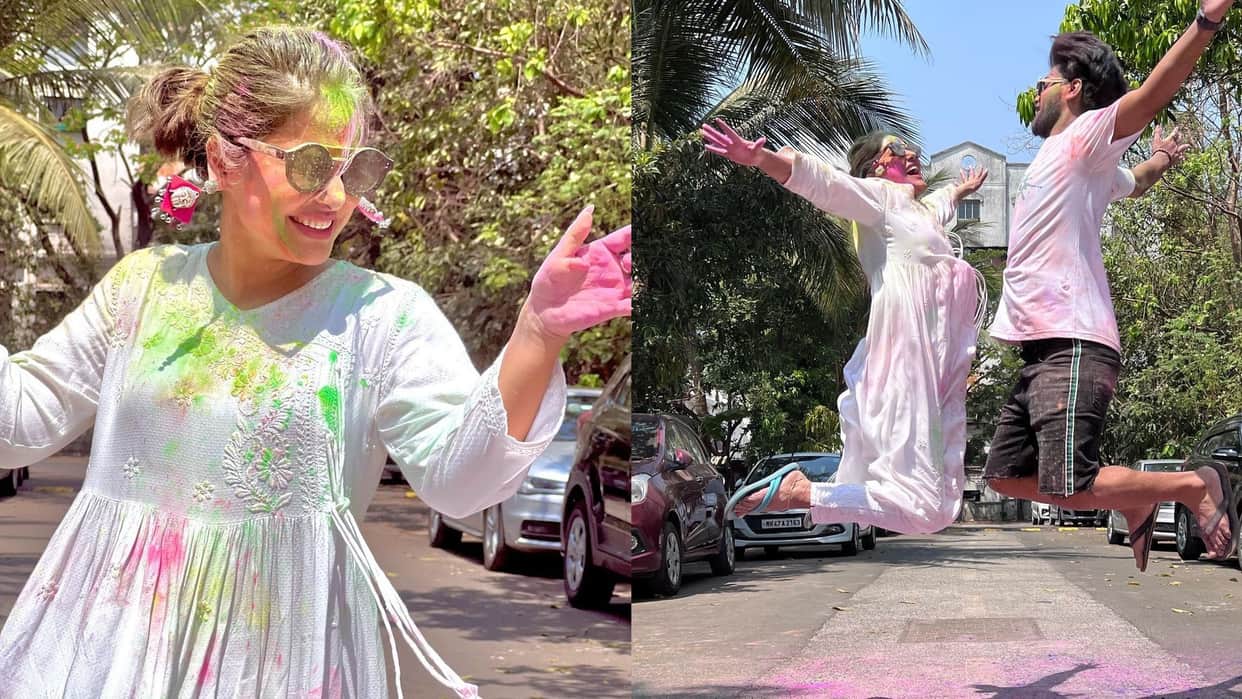 holi 2022 Hina Khan shares beautiful pictures of Holi celebration with her boyfriend Rocky Jaiswal