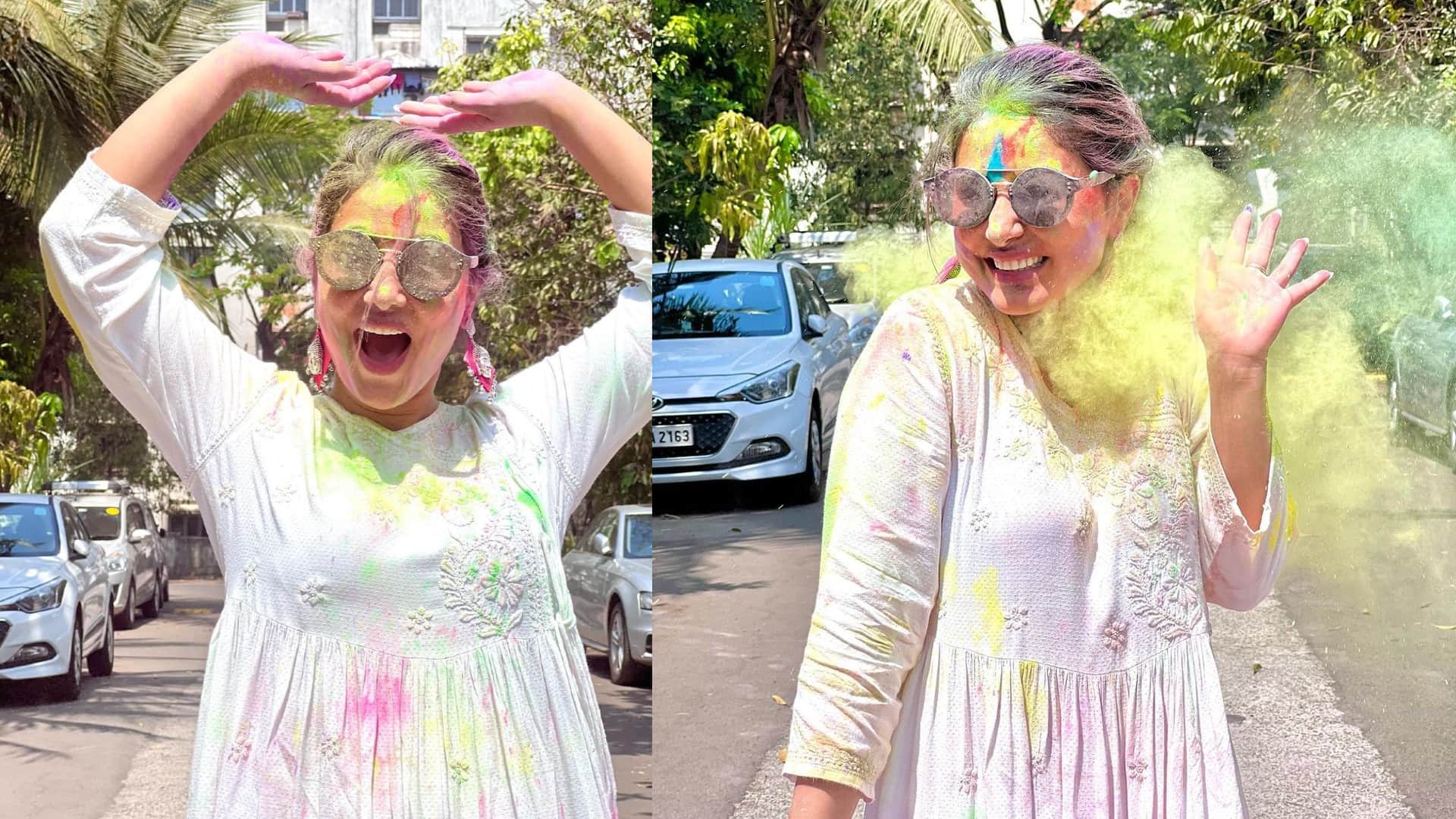 holi 2022 Hina Khan shares beautiful pictures of Holi celebration with her boyfriend Rocky Jaiswal