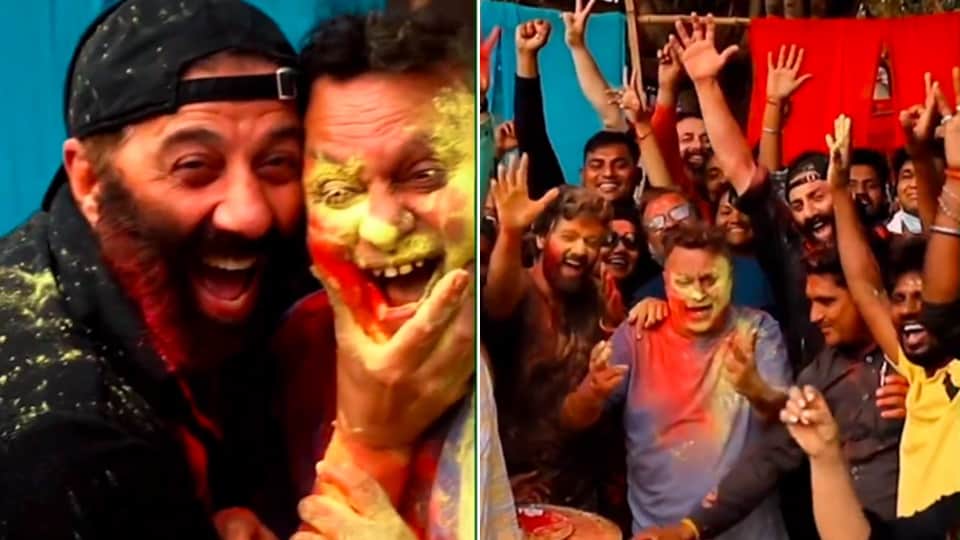 sunny deol celebrated holi with team on set of film Gadar 2