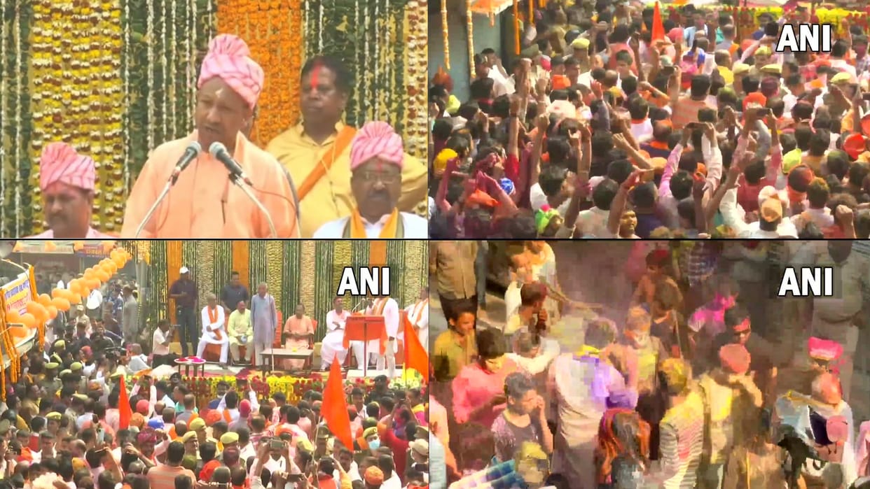 Yogi Adityanath in Gorakhpur attends Bhagwan Narsingh Holikotsav Shobha Yatra