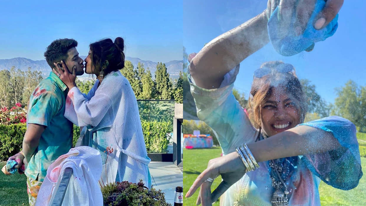 Priyanka Chopra and Nick Jonas celebrate holi with friends and family in Los Angeles