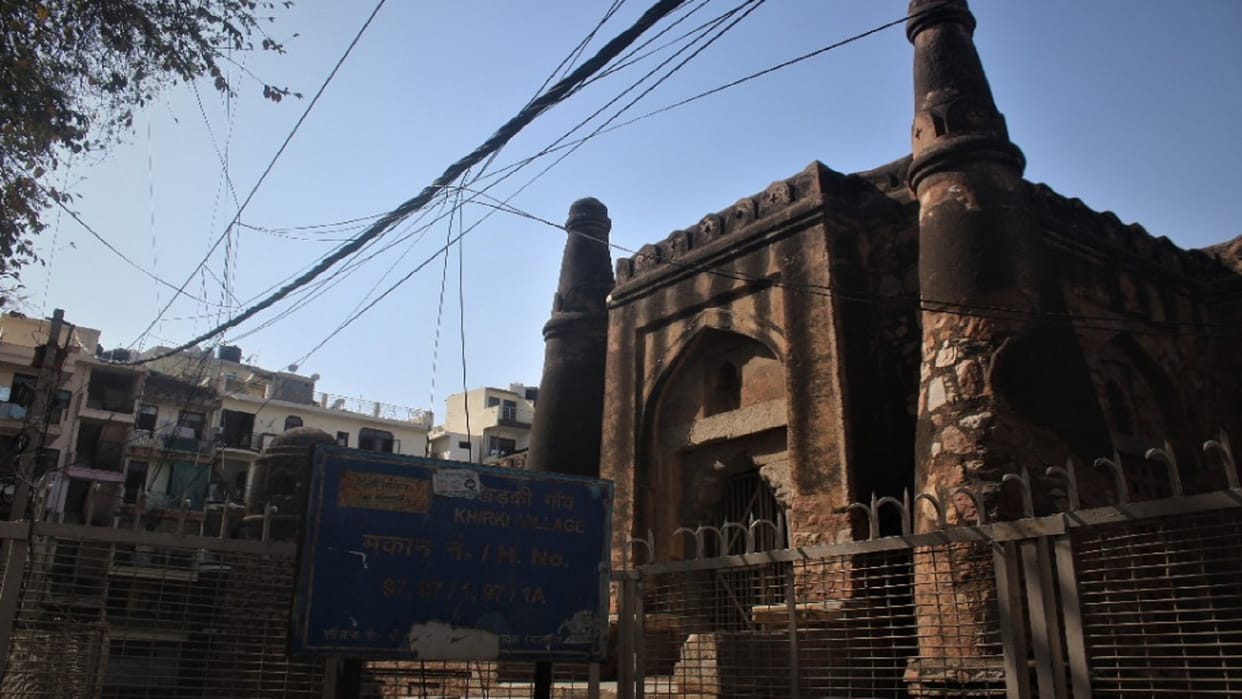 14th century khirki mosque symbol of Hindu-Muslim unity