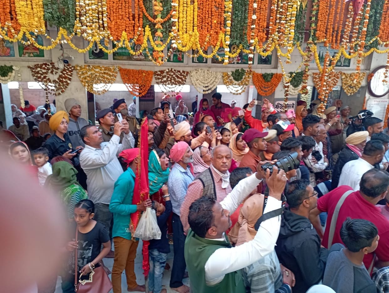 Crowd of devotees gathered on the first Sunday of Chaitra fair