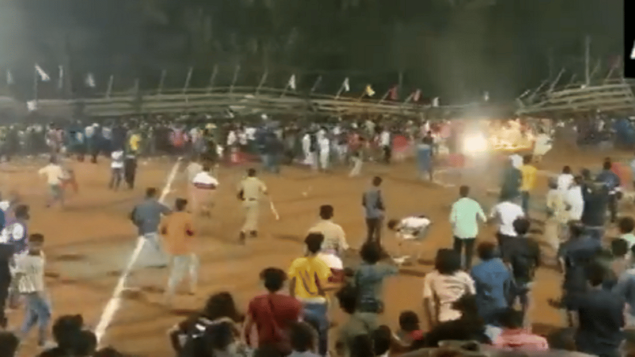 Dozens injured as gallery collapses during football match in malappuram poongodu football ground