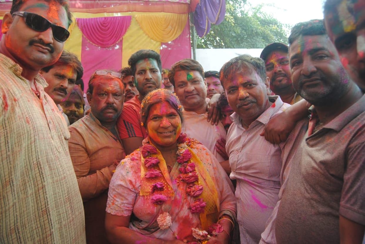 Color and gulal blew at MLA Sarita Bhadauria's residence