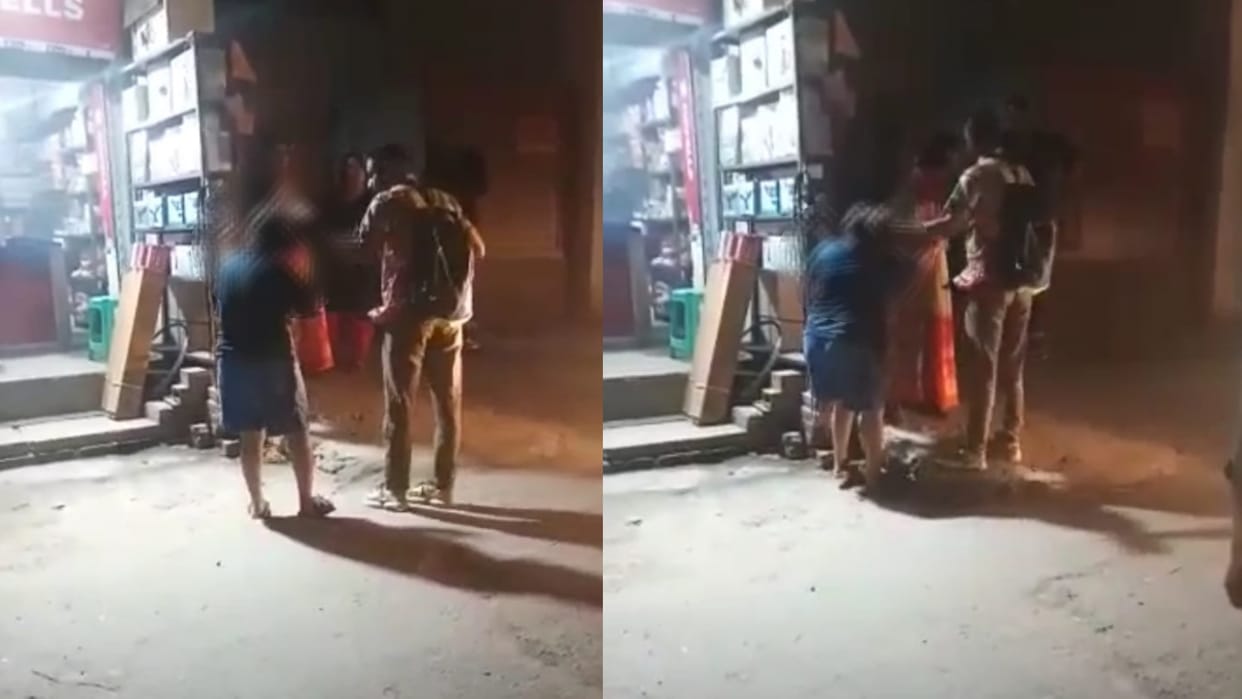 A man beats his beloved in gomati nagar vistar in Lucknow.