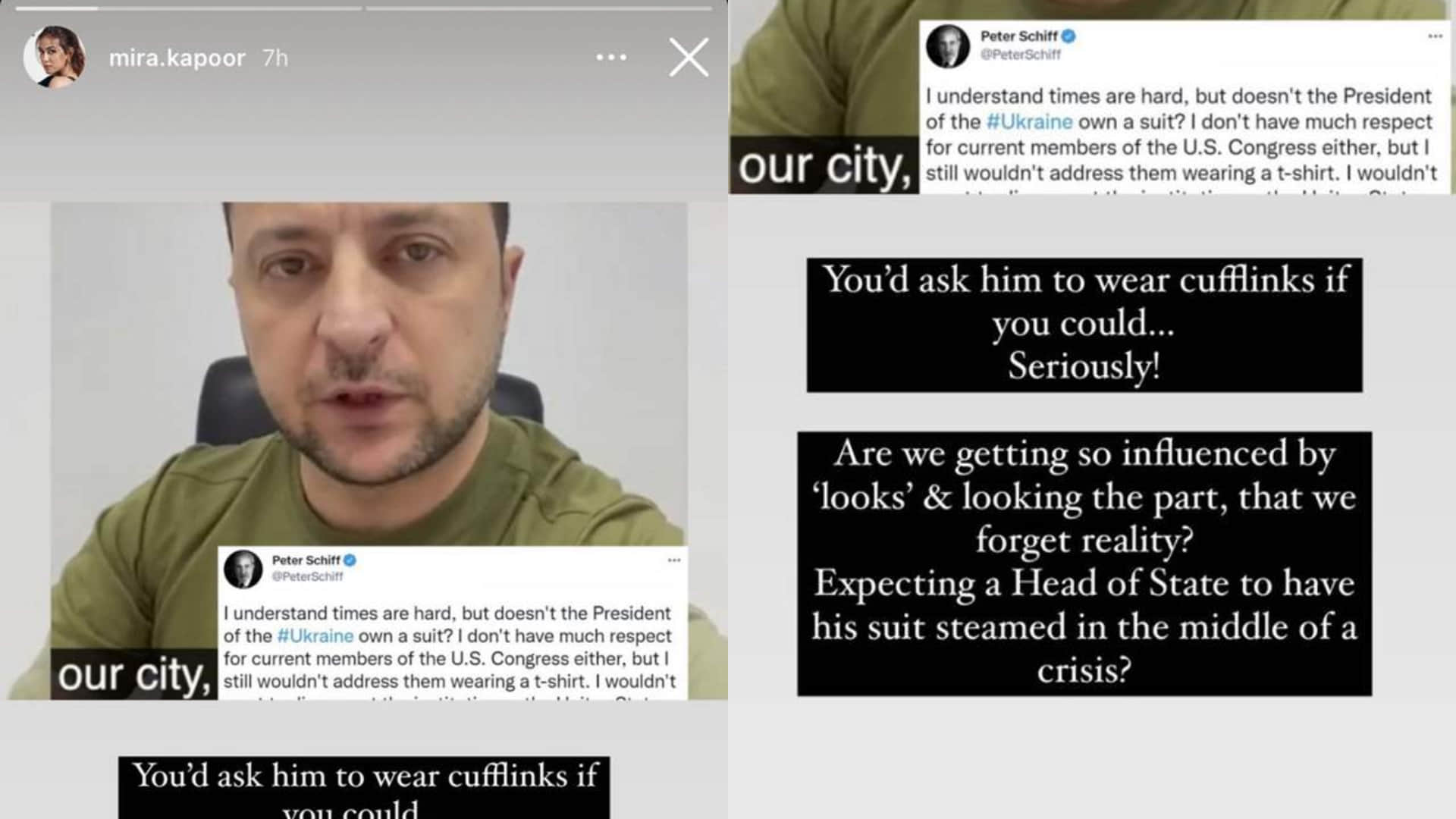 Russia Ukraine war: Mira Rajput shared a Instagram story in support of Ukraine president Volodymyr Zelenskyy