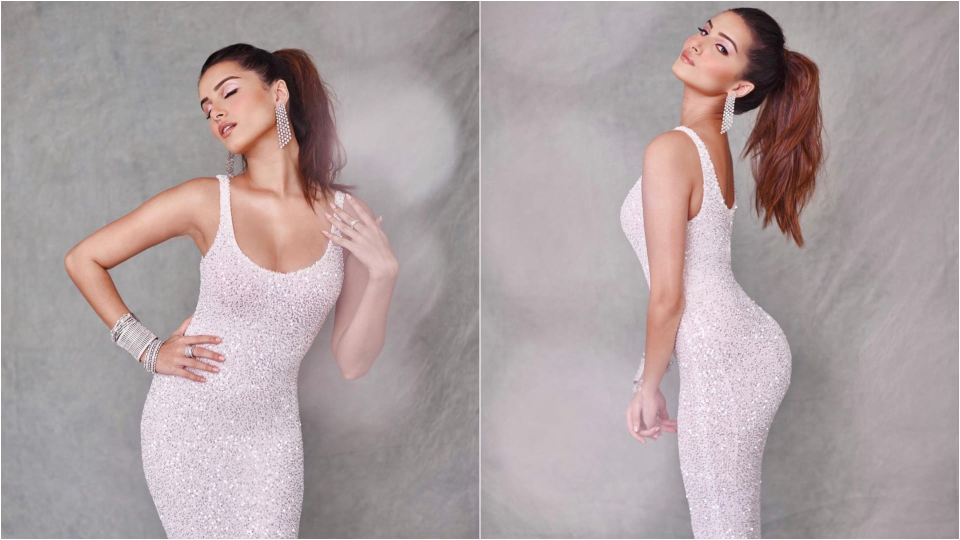 tara sutaria in extremely tight fitting shimmery white gown in latest pic