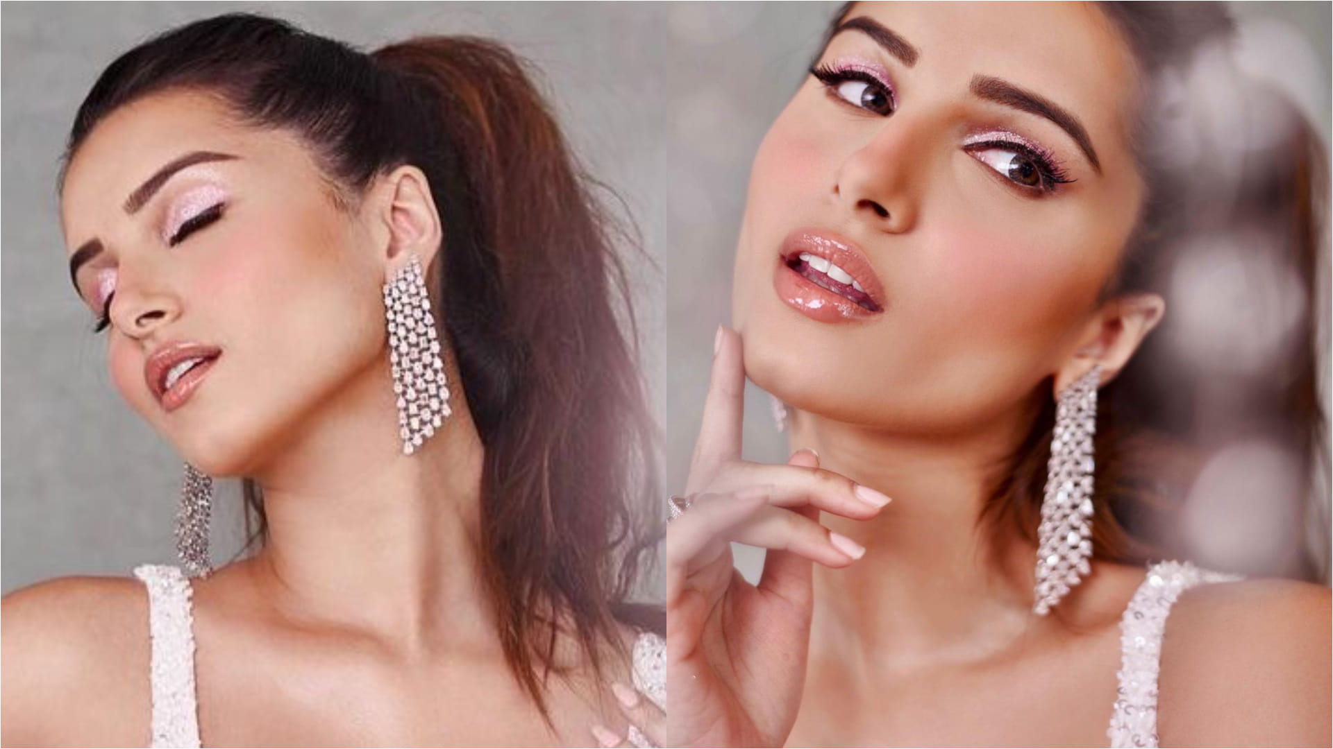 tara sutaria in extremely tight fitting shimmery white gown in latest pic