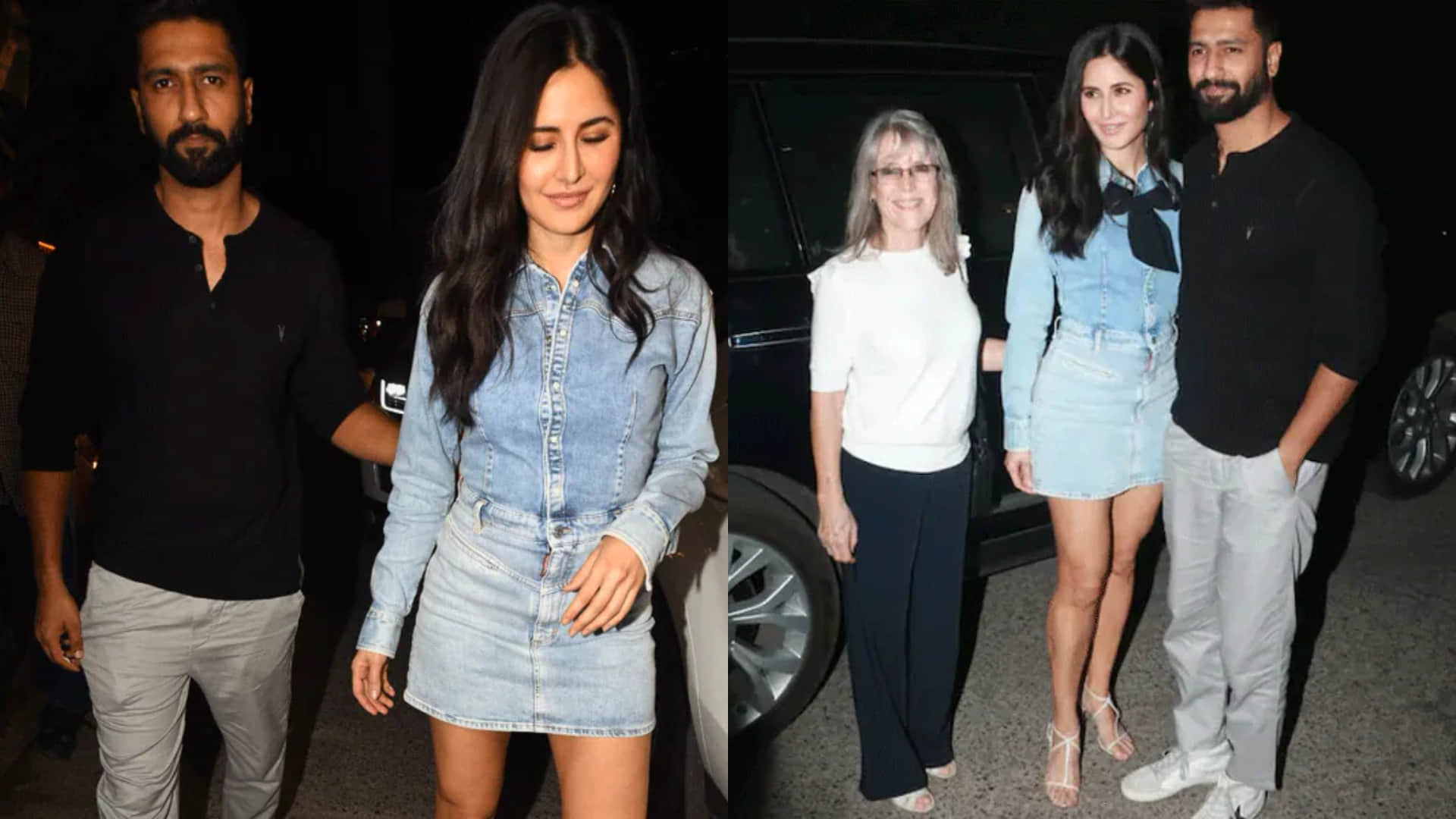 Bollywood couple Katrina Kaif and Vicky Kaushal enjoys late night dinner with family