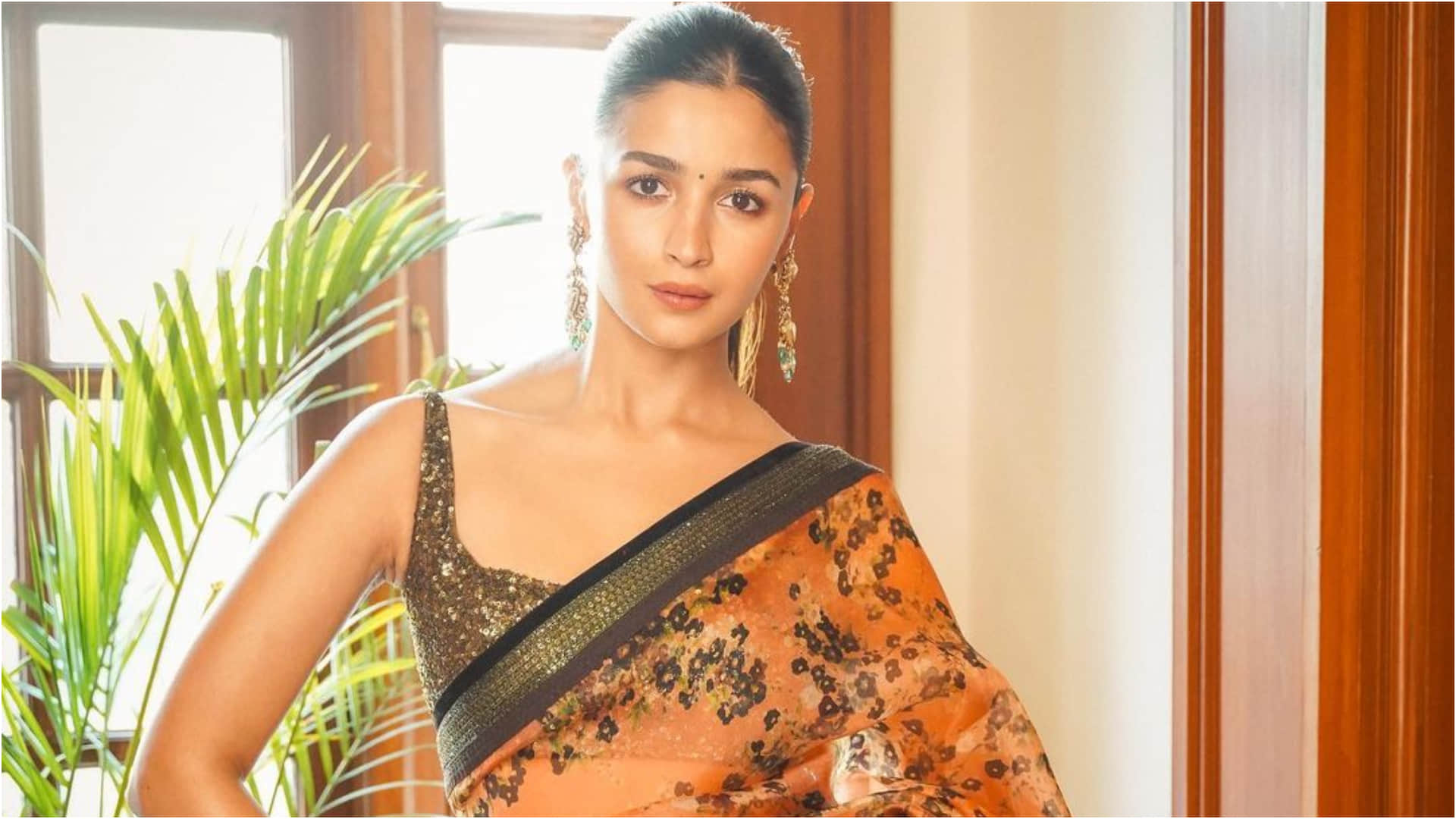 alia bhatt wore floral print saree from sabyasachi collection for movie rrr promotions worth 69k