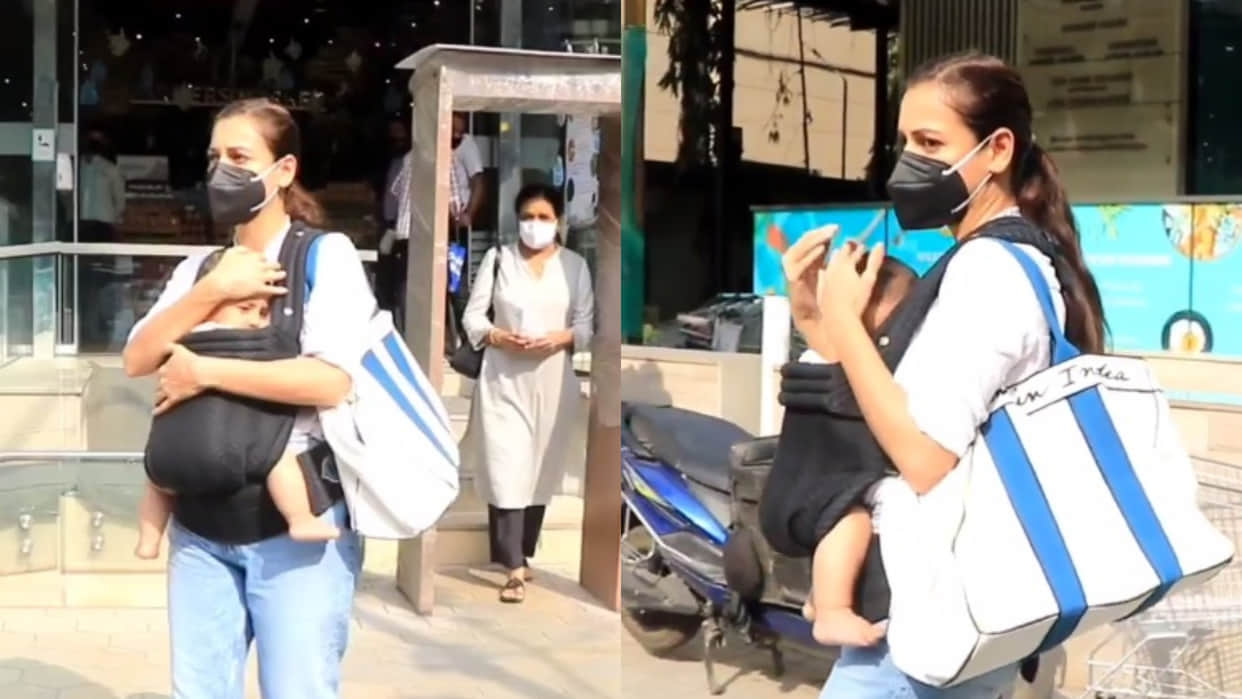 Dia Mirza Spotted with her son Avyaan and hide his face so that paparazzi can not clicks his pictures