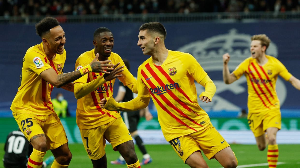 Real Madrid vs Barcelona Barcelona wins El-Clasico after three years beats Real Madrid by 4-0 aubameyang ferran torres and ronald araujo scores