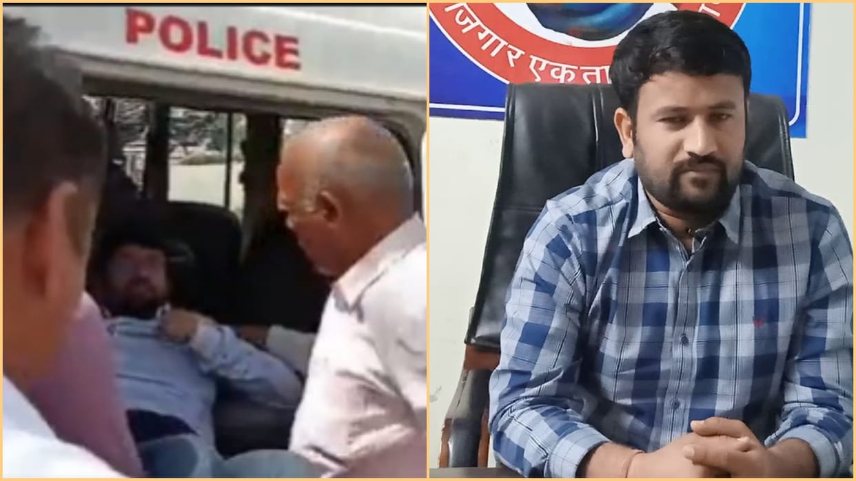 Police chased unemployed youths sitting on dharna outside Dharmendra Rathore's house in Jaipur Upen Yadav detained