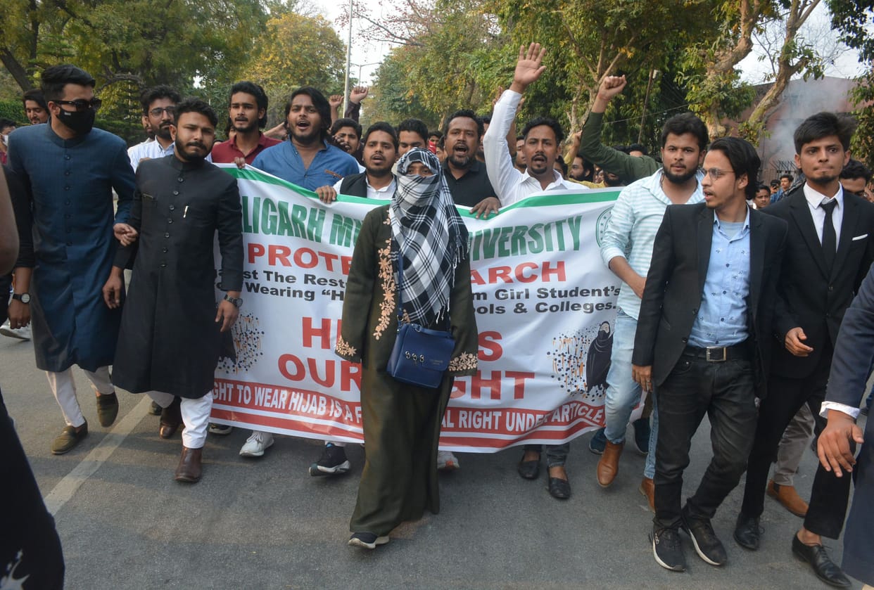 Protest against ban on wearing hijab