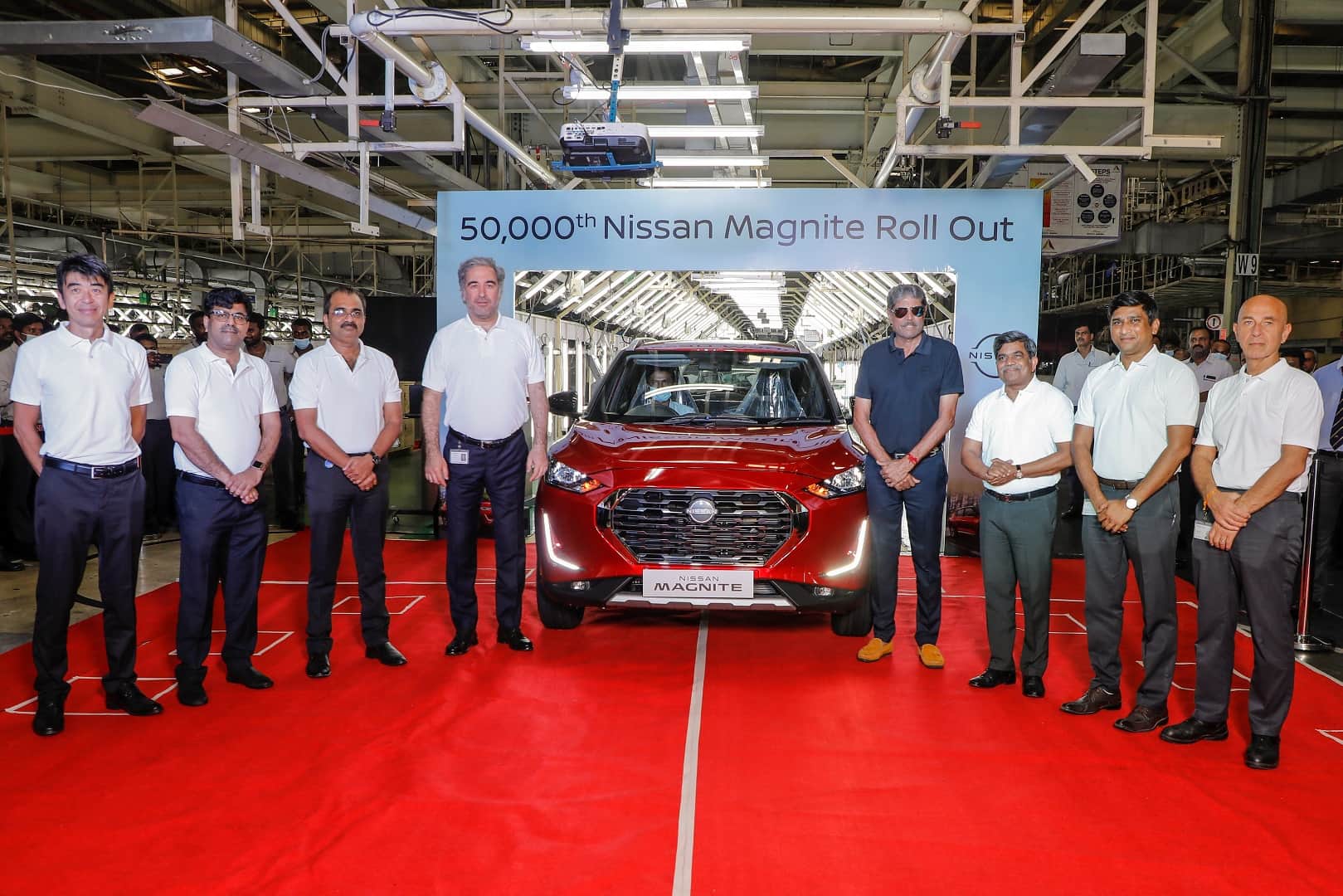 Nissan Magnite Production News Nissan India rolls out 50000th unit of Magnite sub-compact SUV from its Renault Nissan Automotive India Pvt Ltd RNAIPL plant in Chennai