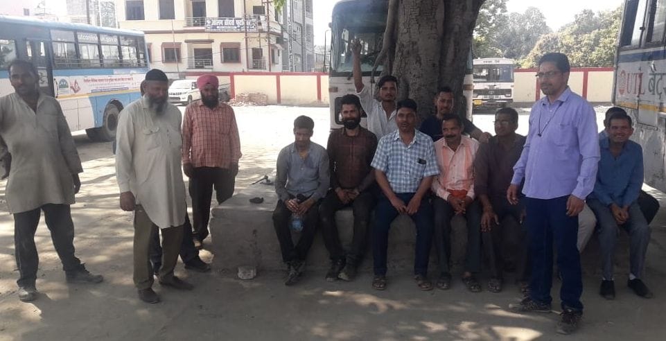 Protest by Roadways Bus Station in Ramnagar