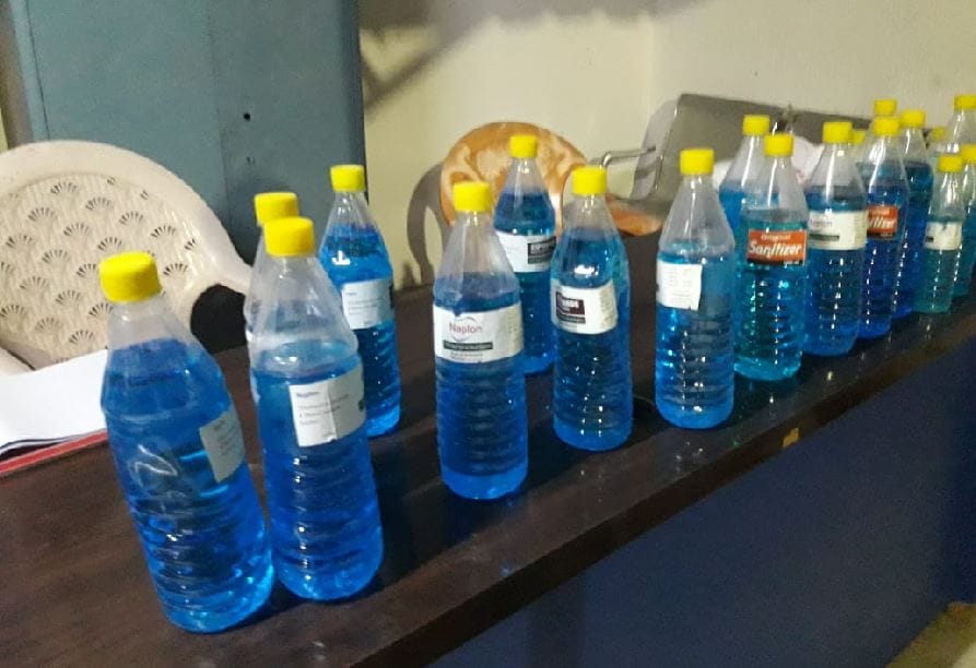 Fake sanitizer making racket busted in varanasi which is supplied to government departments