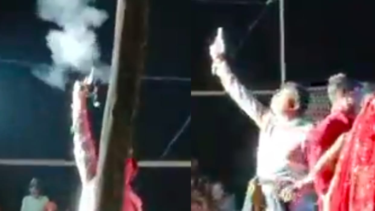 Ashoknagar: Youths climbed on stage to dance in Karila fair, fired many aerial fires while flying money