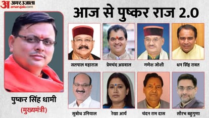 पुष्कर सिंह धामी की नई टीम।