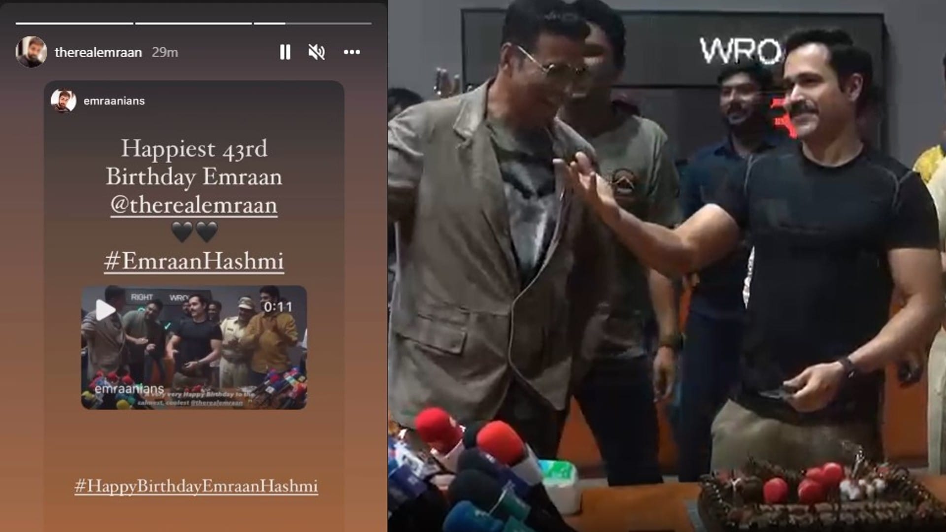 Emraan Hashmi celebrates his birthday on the sets of film Selfiee with Akshay Kumar and all selfiee team