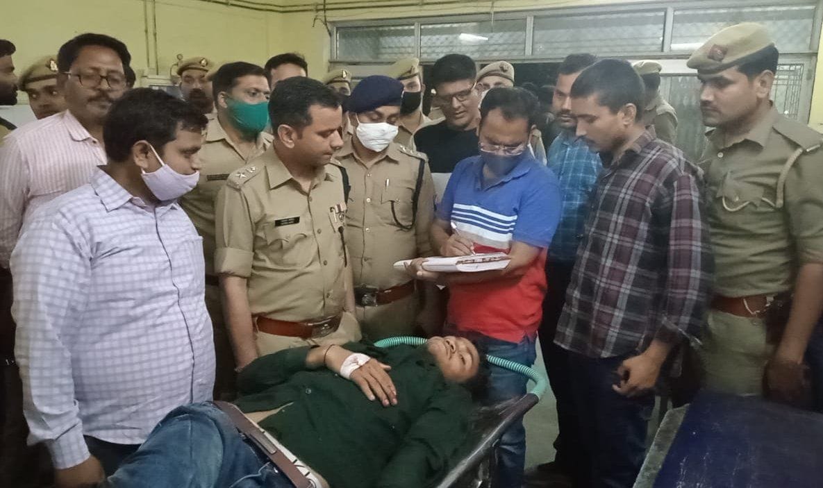 Shot in the leg of robber in police encounter, two accomplices escaped