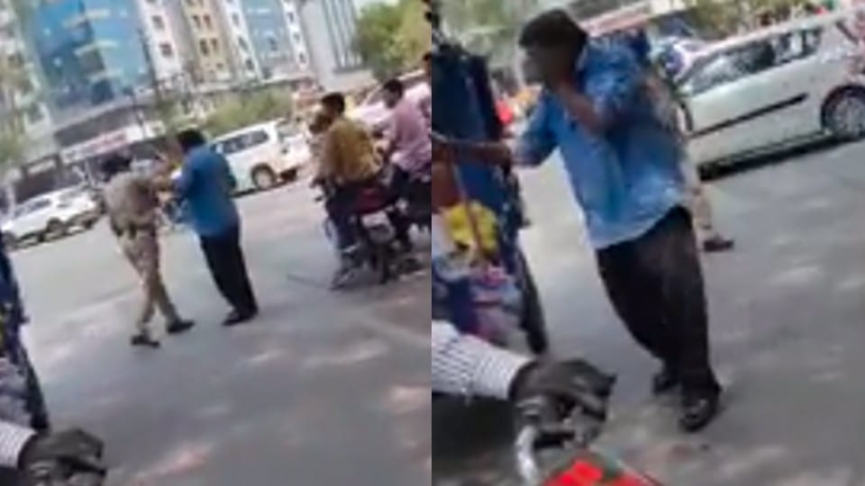 Indore police beat up rickshaw driver: Sub-inspector slaps him for violating traffic signal, video goes viral
