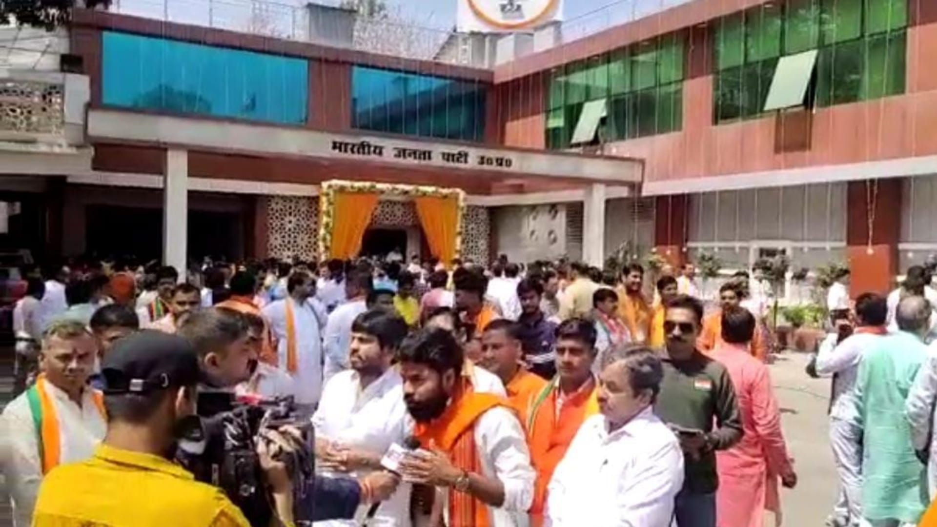Celebration on swearing in ceremony of Yogi Adityanath.