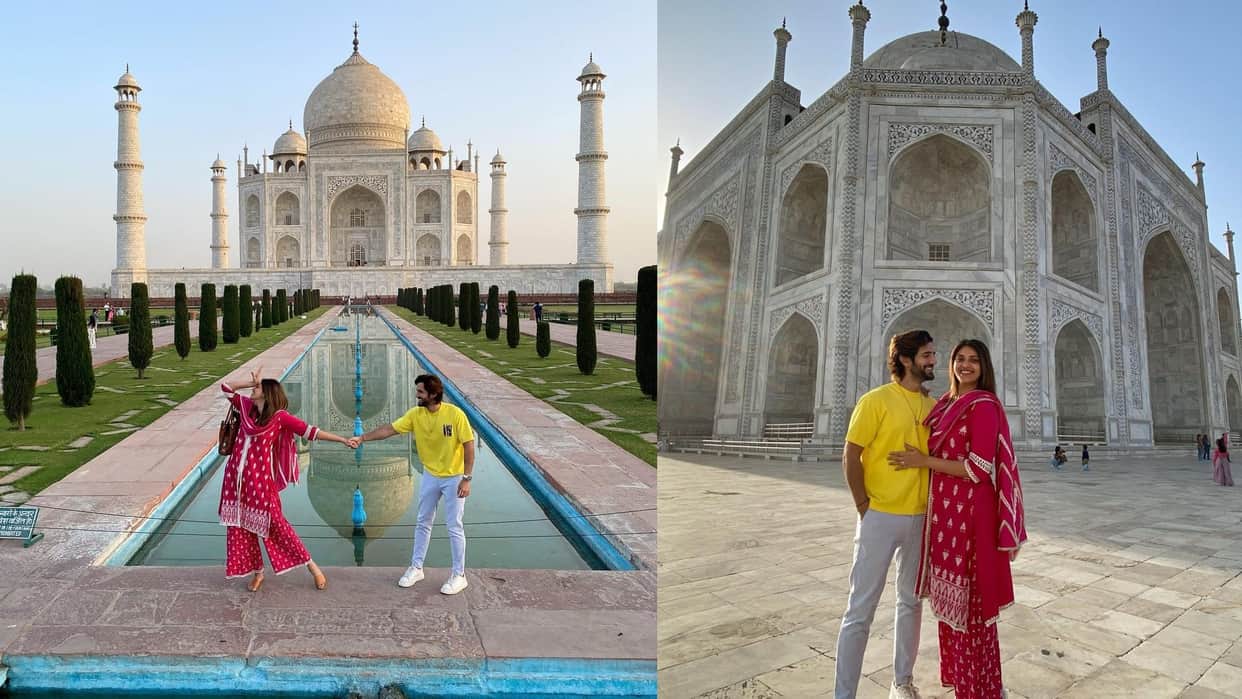 Actor Aditya Seal reached Agra Taj Mahal to celebrate his birthday with wife Anushka see pics
