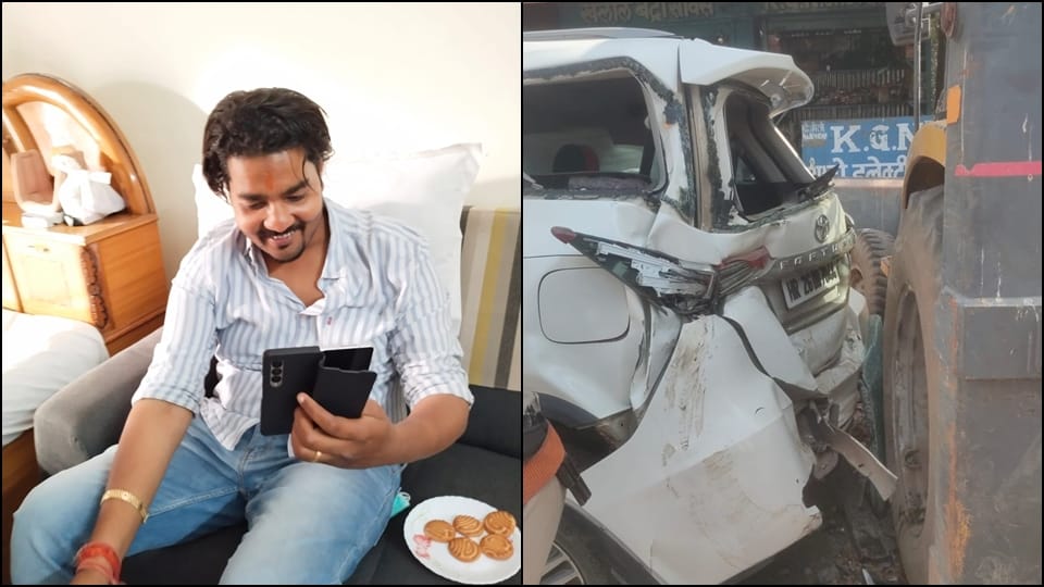 a fortuner car coming from kanpur collided with a tractor on the highway in kalpi