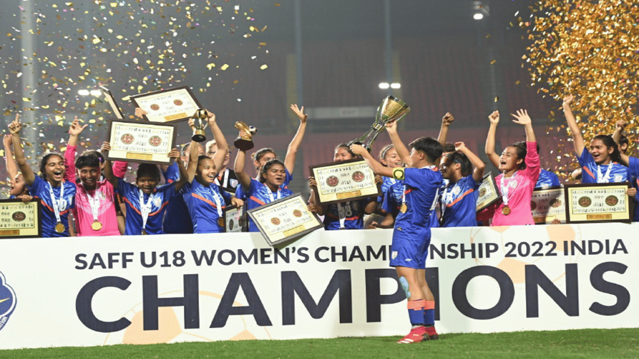 Indian football team team clinches SAFF U-18 Womens Championship title with goal difference