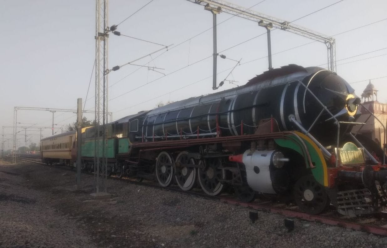 People gathered to see the coal engine