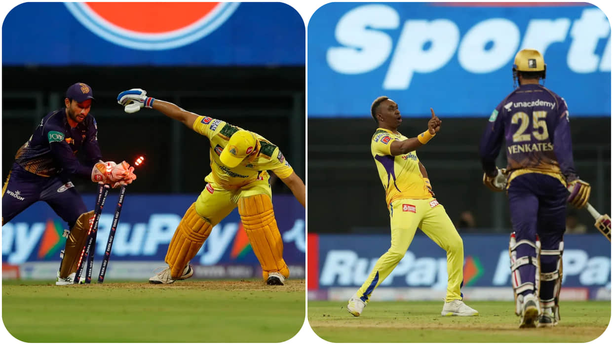 Photos of CSK vs KKR IPL 2022 Match: Photos of Chennai Super Kings vs Kolkata Knight Riders IPL 2022 Match 1 at Mumbai| MS Dhoni Sheldon Jackson DJ Bravo