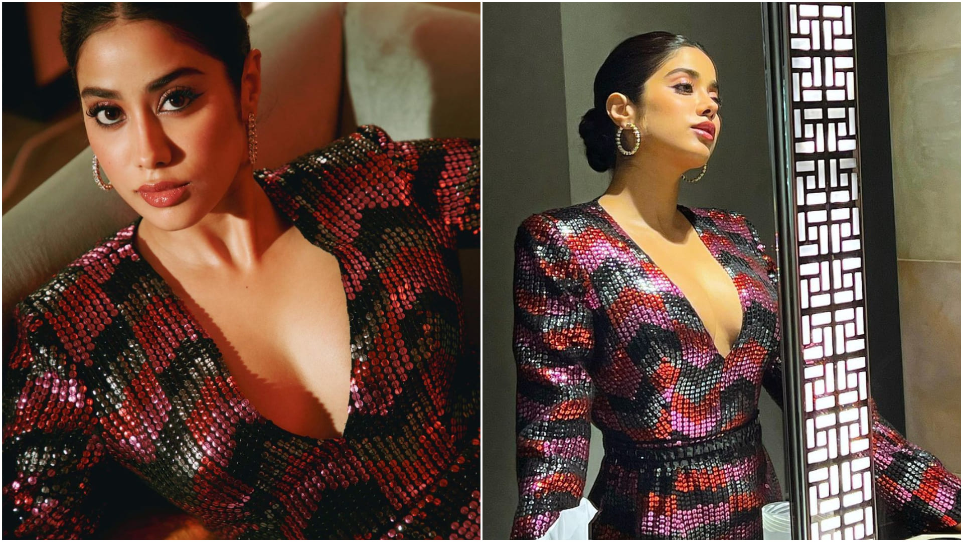 janhvi kapoor create oomph in red and black short dress attend manish malhotra show in lakme fashion week